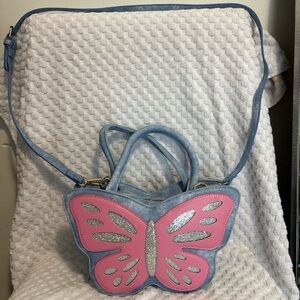 SHEIN Pink and Silver Butterfly Crossbody Bag